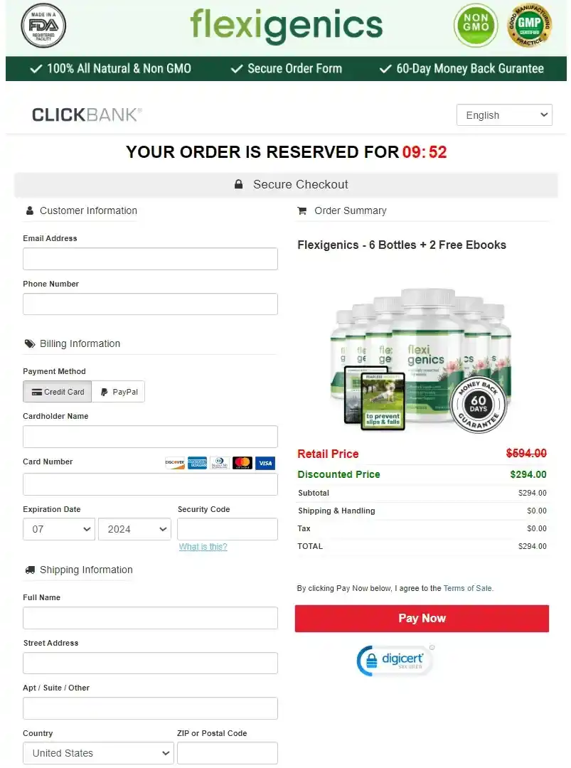 FlexiGenics Official Website Secure Order Page